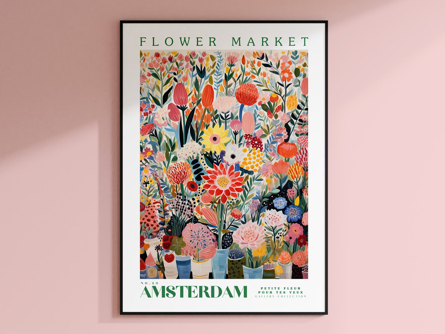 Amsterdam Flower Market Poster, Amsterdam Travel Art, Botanical Wall Art, Flower Wall Art, Floral Illustration, Nursery Kids Wall Art, Red