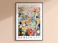 Dublin Flower Market Poster, Ireland Travel Art, Large Modern Poster, Botanical Wall Art, Colorful Wall Art, Floral Wall Art, Travel Poster