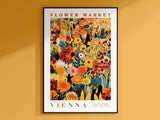 Vienna Flower Market Poster, Austria Travel Art, Trendy Wall Art, Botanical Wall Art, Floral Illustration, Orange and Yellow Art, Flower Art