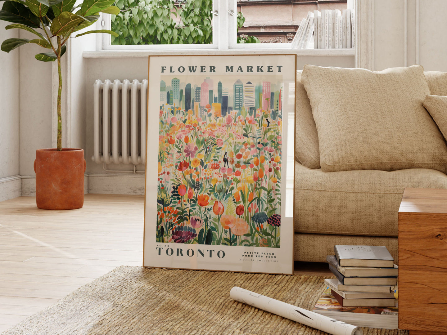 Toronto Flower Market Print, US Flower Art, Large Modern Poster, Botanical Wall Decor, Red and pink Flower Art, Flower Garden, Nature Art