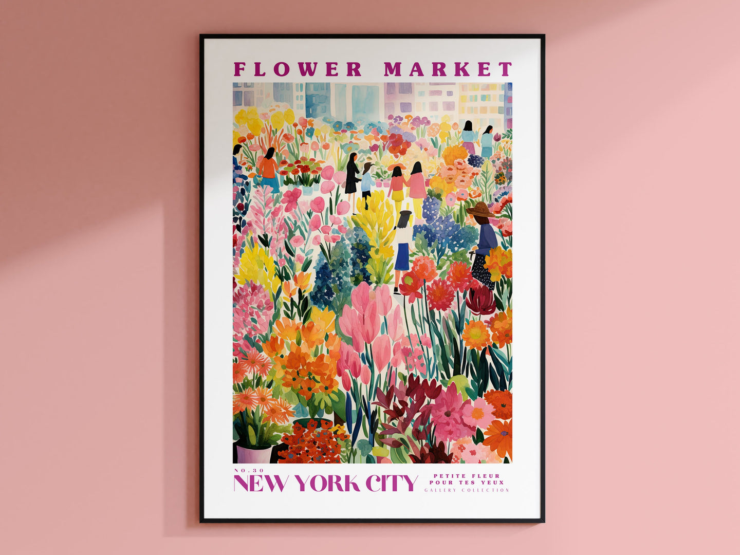 NYC Flower Market Print, New York City Travel Art, Trendy Wall Art, Botanical Wall Decor, Red Roses, orange Tulips, yellow peony, Boho Art