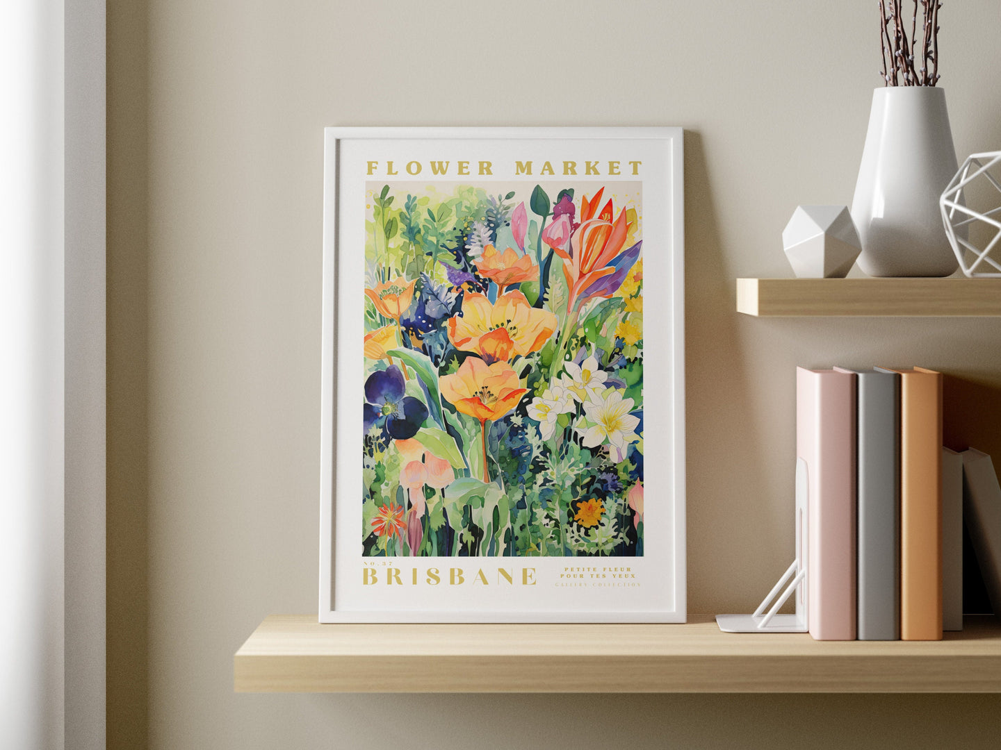 Brisbane Flower Market Print, Flowerful Wall Art, Floral Illustration, Australia Travel Art, Botanical Wall Decor, Housewarming Gift