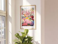 Flower Market Poster, Mykonos Floral Art, Trendy Wall Art, Living Room Decor, Botanical Wall Art, Flower Illustration Print, Greece Wall Art