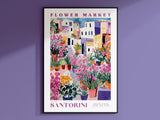 Santorini Flower Market Poster, Greece Travel Art, Large Modern Poster, Botanical Wall Art, Floral Decor Posters, Flower Garden Wall Art