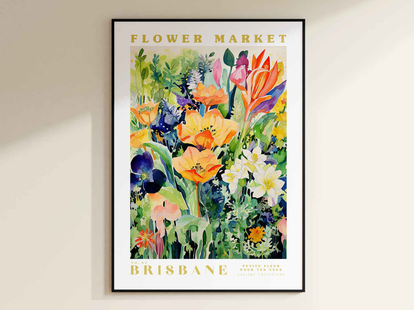 Brisbane Flower Market Print, Flowerful Wall Art, Floral Illustration, Australia Travel Art, Botanical Wall Decor, Housewarming Gift