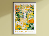 Flower Market Columbia Rd. Print, London Flower Market, Botanical Art, Yellow Flowers, White Daisy, Orange Peony, Columbia Road Dandelion
