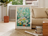 Manila Flower Market Poster, Philippines Travel Art, Floral Print, Gift for mum, Wedding Gifts, trendy wall art, Green Floral Painting
