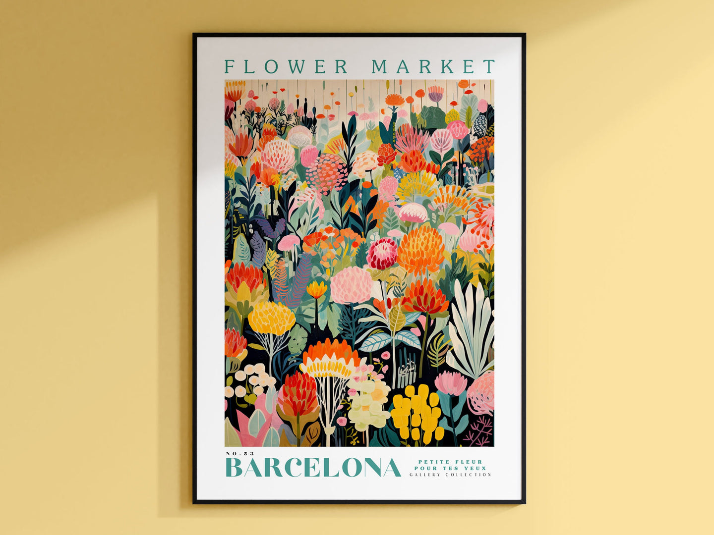 Barcelona Flower Market Print, Spain Travel Art, Large Modern Poster, Botanical Wall Decor Trendy Wall Art, Floral Illustration, Flower Art