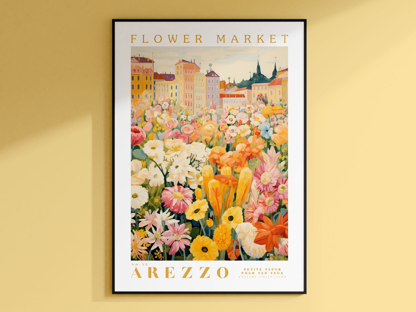 Arezzo Flower Market Poster, Italy Travel Art, Yellow Peony, Roses, Floral Poster, Floral Illustration, Flower Art Print, Tuscany Wall Art