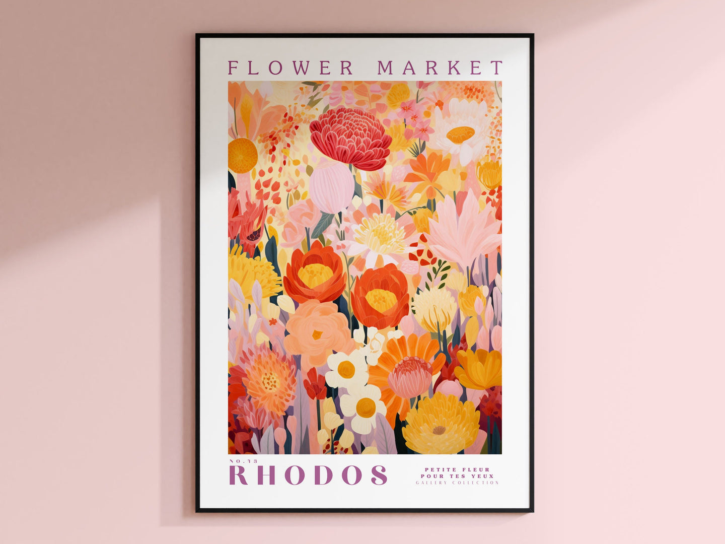 Flower Market Rhodos Print, Greece Travel Art, Large Modern Poster, Botanical Wall Art, Green Wall Art, Trendy Wall Art, Floral Illustration