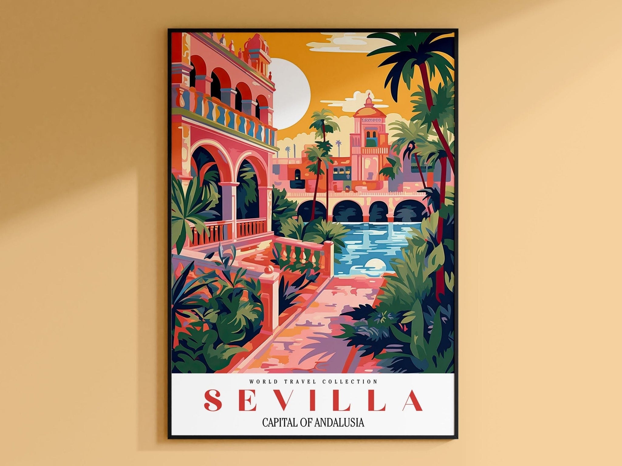 Sevilla Travel Poster, Sevilla Poster, Europe Print, Spain Art Print, Travel Art Print, Colorful Spain Poster, City Poster, Trendy Wall Art