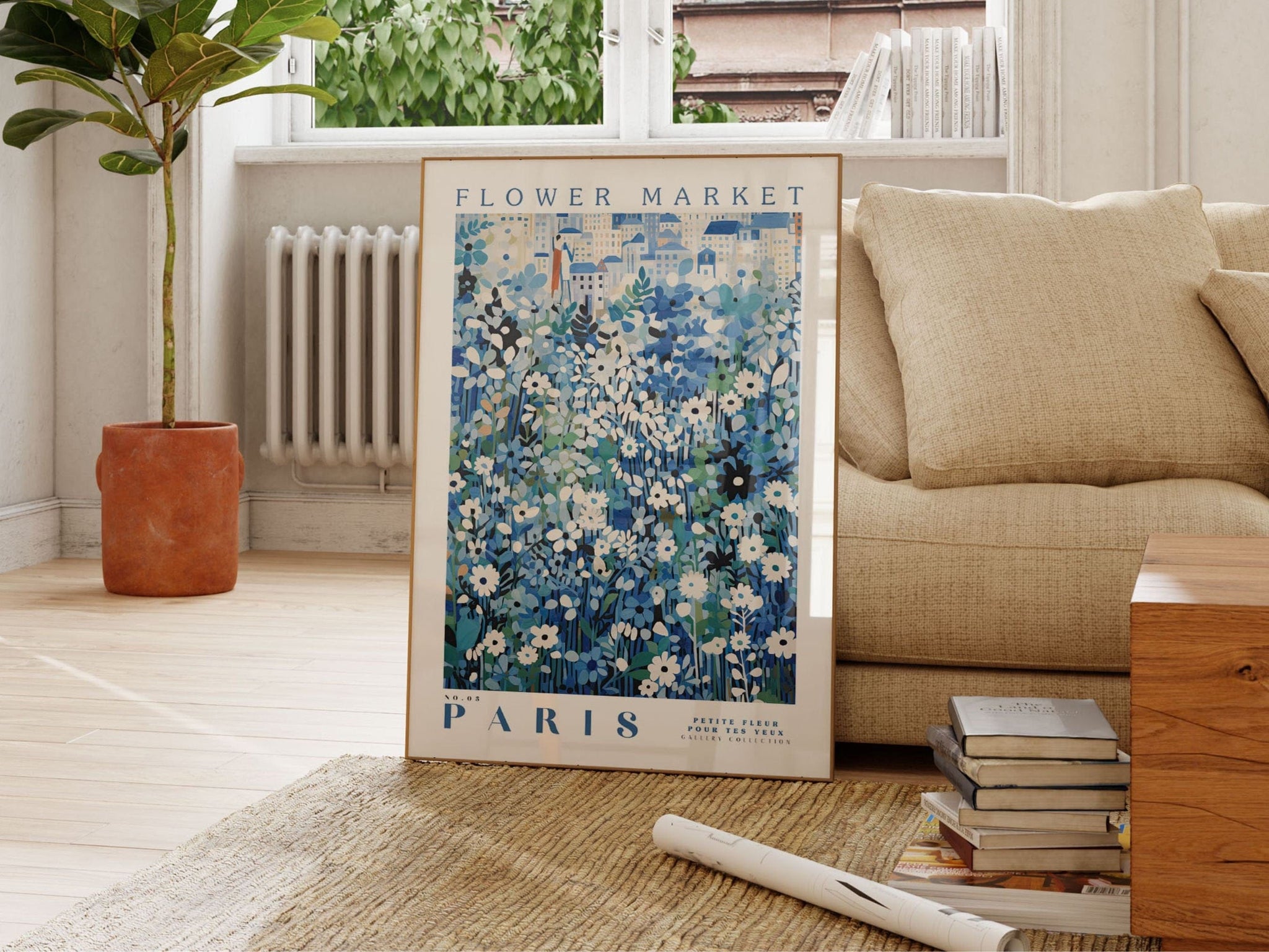 Plakat med blomstermarked i Paris