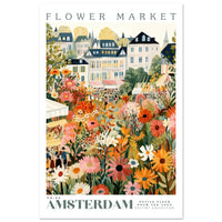 Amsterdam Flower Market Poster, Amsterdam Travel Art, Botanical Wall Art, Holland Travel Art, Floral Illustration, Nursery Kids Wall Art