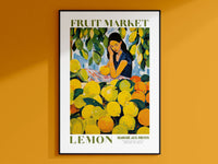 Lemon Fruit Market, Vintage Fruit Art, Fruit Market Poster, Lemon Poster, Yellow Wall Art, Colorful Wall Art, Fruit Print, Trendy Poster