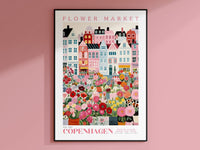 Copenhagen Flower Market Poster, Flower Market Print, Botanical wall Art, Floral Illustration, Copenhagen Art, Copenhagen Flowers, København