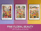 Set Of 3 Prints, Flower Market Poster, Wall Art Bundle, Botanical Wall Art, Botanical Poster, Pink Flower Poster, Gallery Wall Set