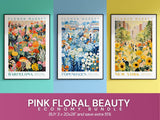 Set Of 3 Prints, Flower Market Poster, Wall Art Bundle, Botanical Wall Art, Botanical Poster, Pink Flower Poster, Gallery Wall Set