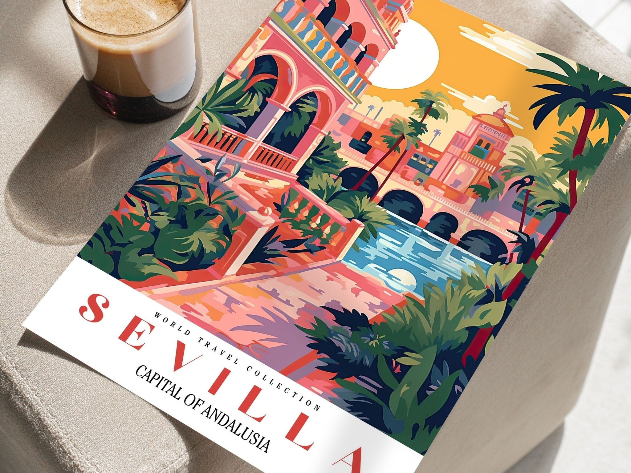 Sevilla Travel Poster, Sevilla Poster, Europe Print, Spain Art Print, Travel Art Print, Colorful Spain Poster, City Poster, Trendy Wall Art