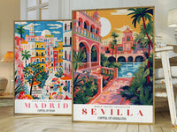Sevilla Travel Poster, Sevilla Poster, Europe Print, Spain Art Print, Travel Art Print, Colorful Spain Poster, City Poster, Trendy Wall Art