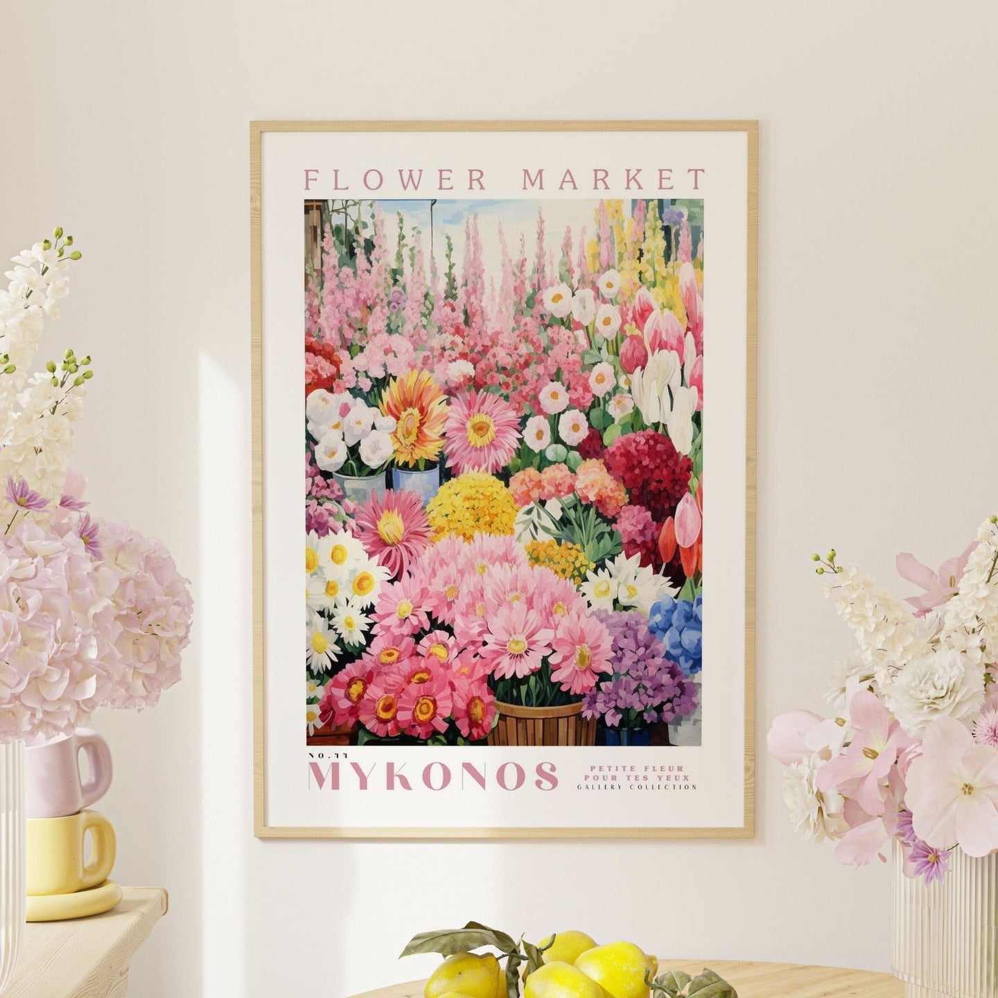 Mykonos Flower Market Poster - Posters - Enchanted Sights