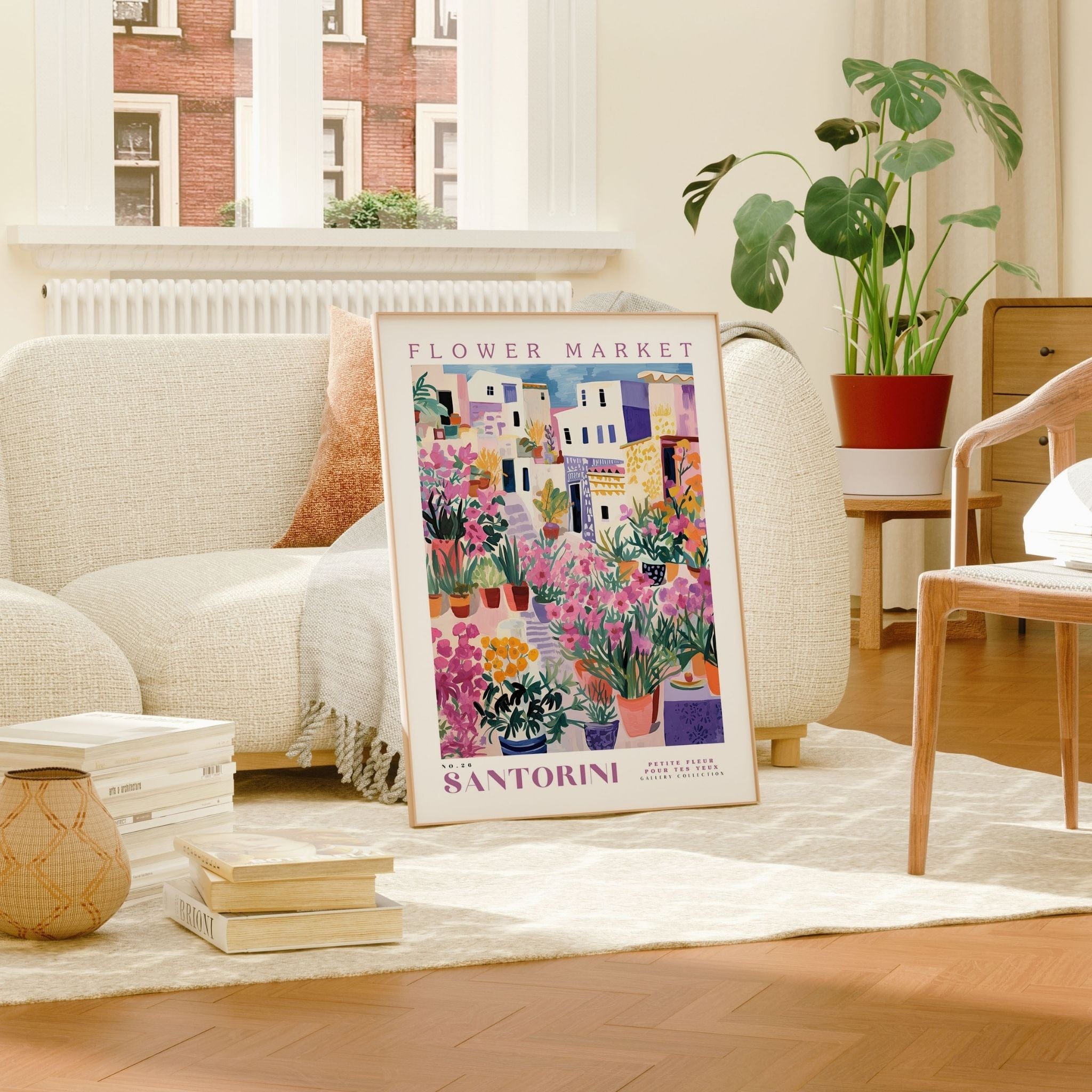 Santorini Flower Market Poster - Posters - Enchanted Sights