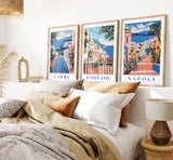 Set of 3 posters (50x70cm) - Capri, Napoli, Postiano - Posters - Enchanted Sights