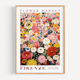 Flower Market Firenze Print, Italy Travel Art, Large Modern Poster, Botanical Wall Art, Green Wall Art, Trendy Wall Art, Floral Illustration