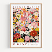 Flower Market Firenze Print, Italy Travel Art, Large Modern Poster, Botanical Wall Art, Green Wall Art, Trendy Wall Art, Floral Illustration