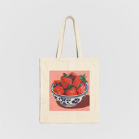 Strawberry Fruit Bowl Tote Bag - Bags - Enchanted Sights